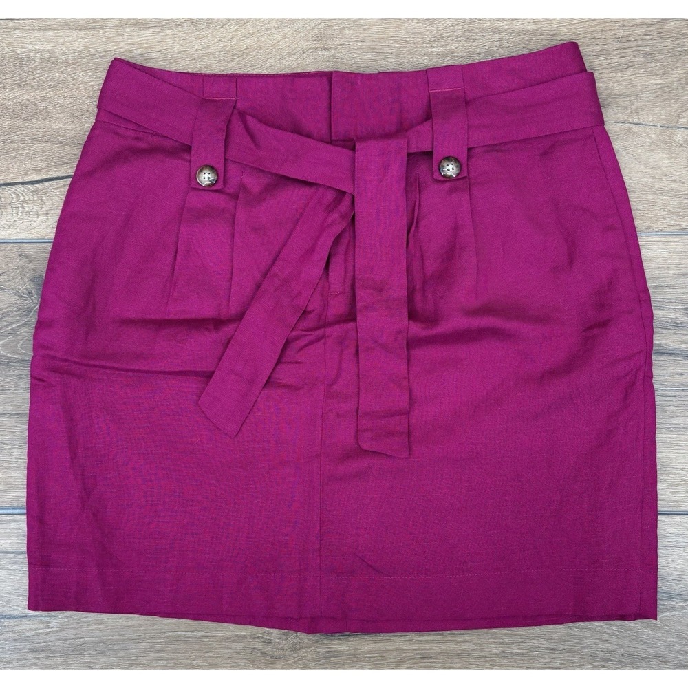 Banana‎ Republic Linen Mini Skirt Size 6 Blend Tie Waist Pink NWT